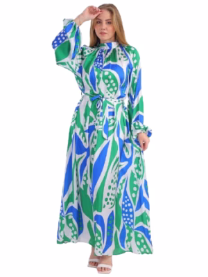 Circles printed satin dress