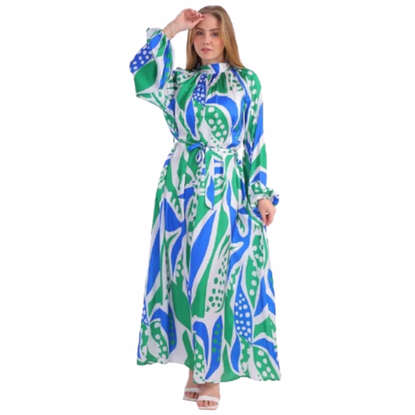 Circles printed satin dress